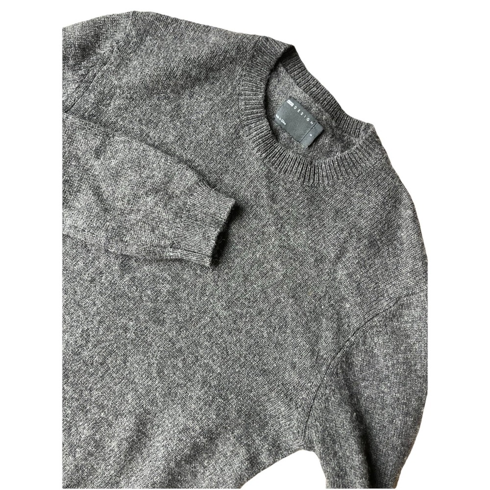 ASOS Mens Knitted Sweater Small S Long Sleeve Lambswool Dark‎ Gray Casual Soft